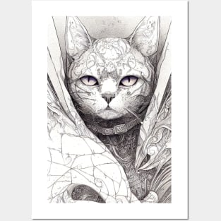 Cat Pet Wild Nature Illustration Line Epic Illustration Line Art Posters and Art